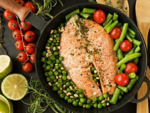 Ikan dengan sayur -sayuran